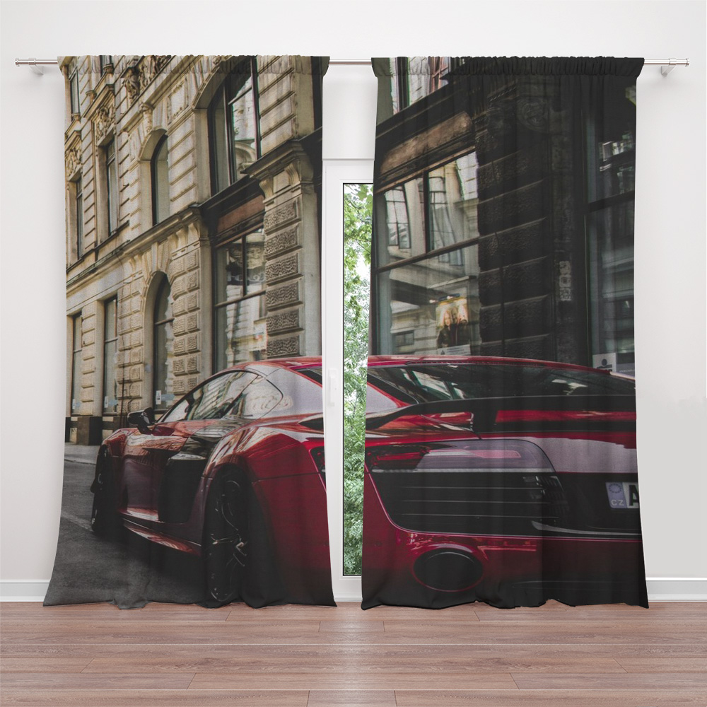 Red Audi R8 Back View Blackout Curtains For Bedroom - 2 Panels - Crush ...