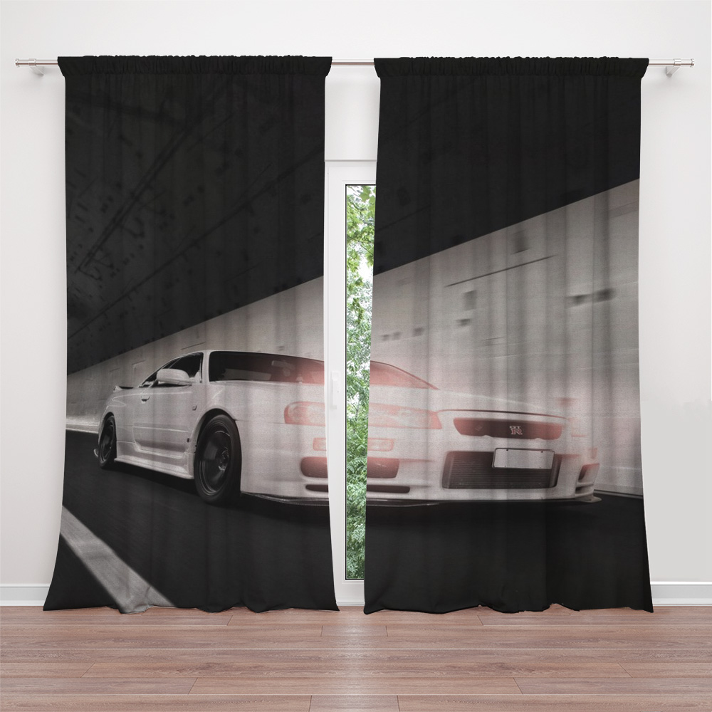 Nissan Skyline Gtr R34 Blackout Curtains For Bedroom - 2 Panels - Crush ...